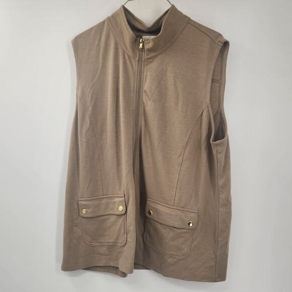 KIM ROGERS Tan Full Zip Vest Womens Size Extra Large XL - Picture 1 of 4